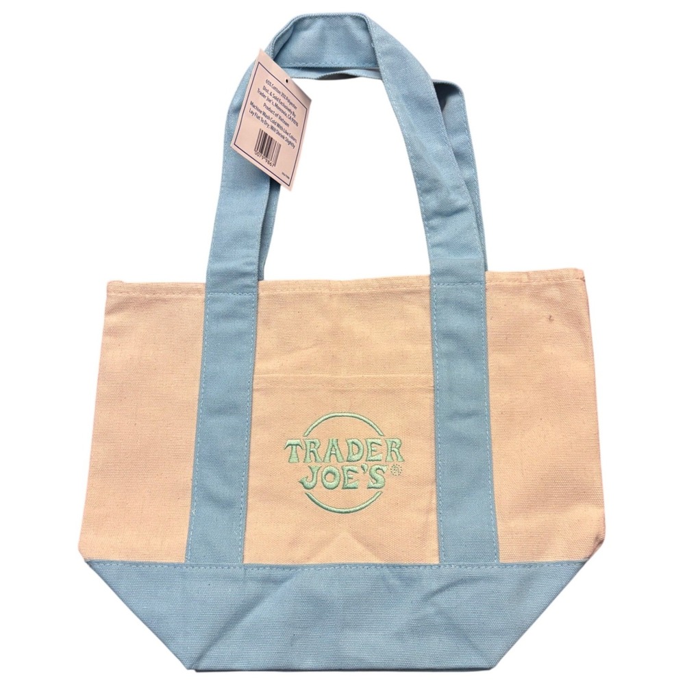 Trader Joe's Spring 2026 | Mini Blue Pastel Canvas Tote Bag‎ | NWT